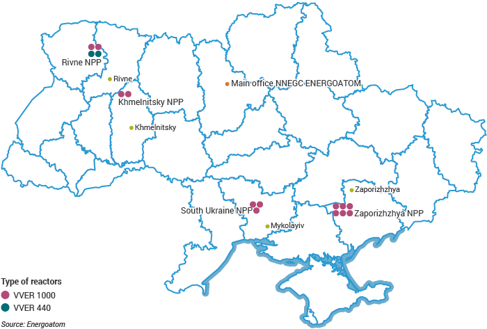 mappa centrali nucleari ucraina